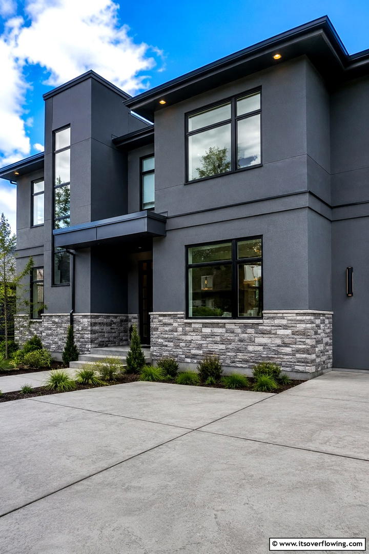 Modern Stone Veneer Wainscoting - 25 Exterior Wainscoting Ideas to Enhance Your Home’s Curb Appeal