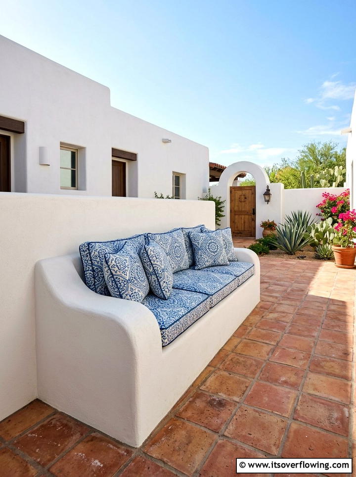 Modern Stucco Bench - 25 backyard ideas with built in seating