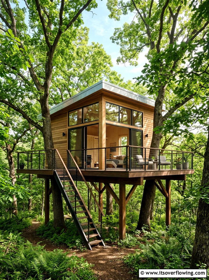 Modern Treehouse - 25 backyard ideas with play area