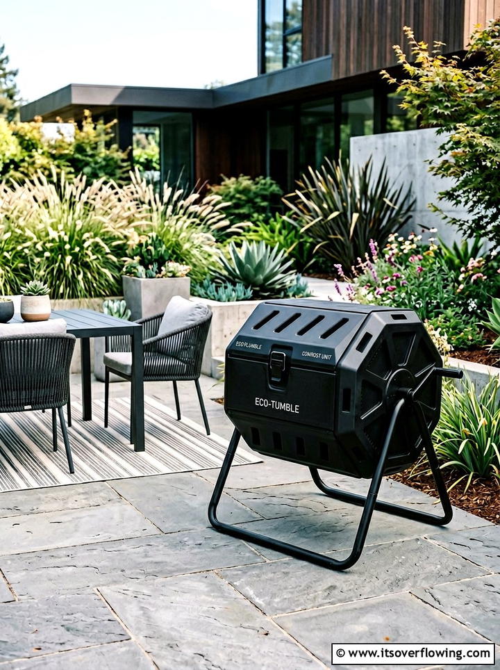 Modern Tumbling Bin - 25 backyard ideas with compost station