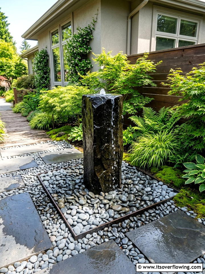 Modern Water Feature - 25 garden decor ideas for side yards