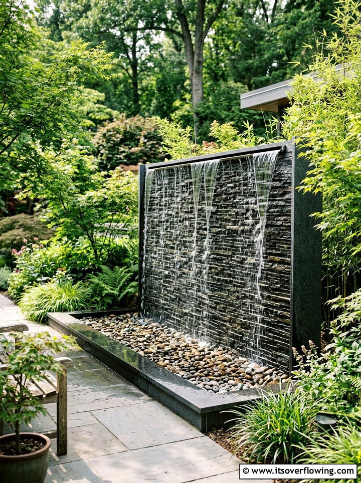 Modern Water Fountain - 25 garden ideas for narrow yards