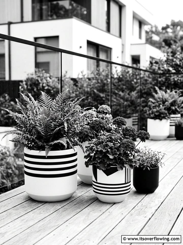 Modern White And Black Pots - 25 garden ideas with painted pots