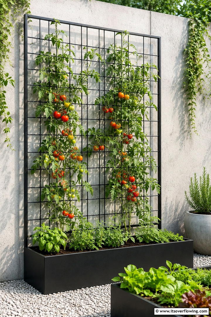 Modern Wire Grid Trellis - 30 Tomato Trellis Ideas for Healthy & Space-Saving Gardens