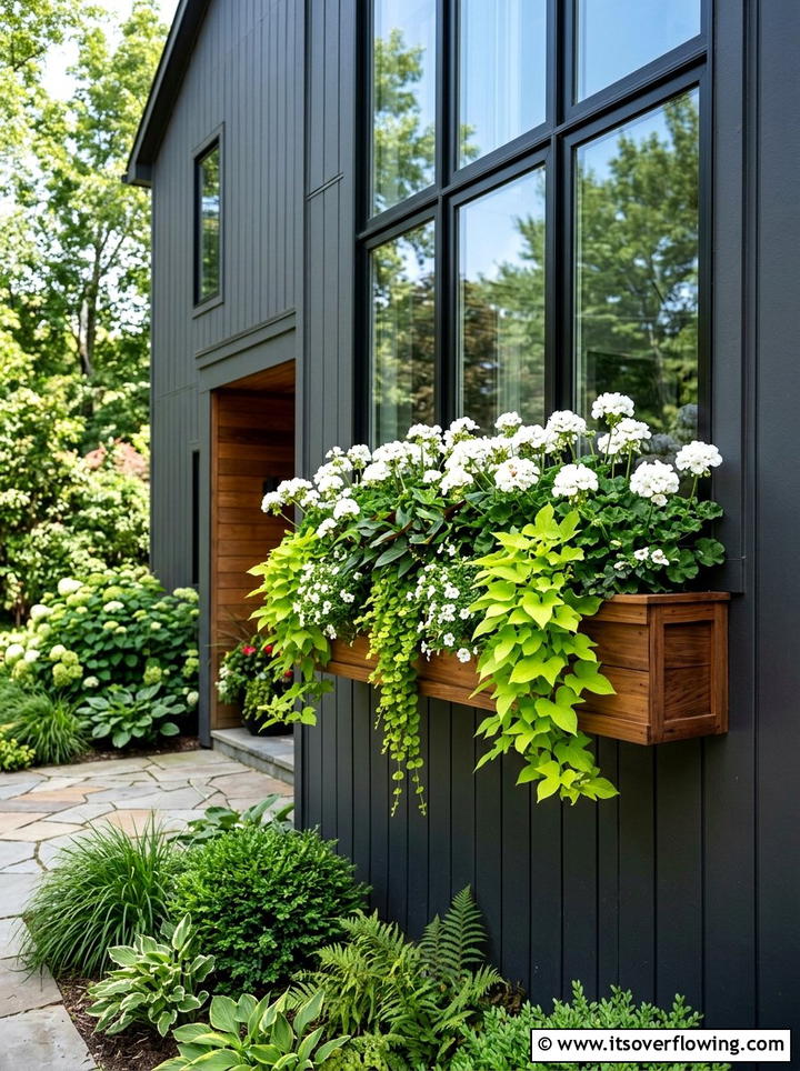 Modern Wood Window Box - 25 garden decor ideas with wooden planters