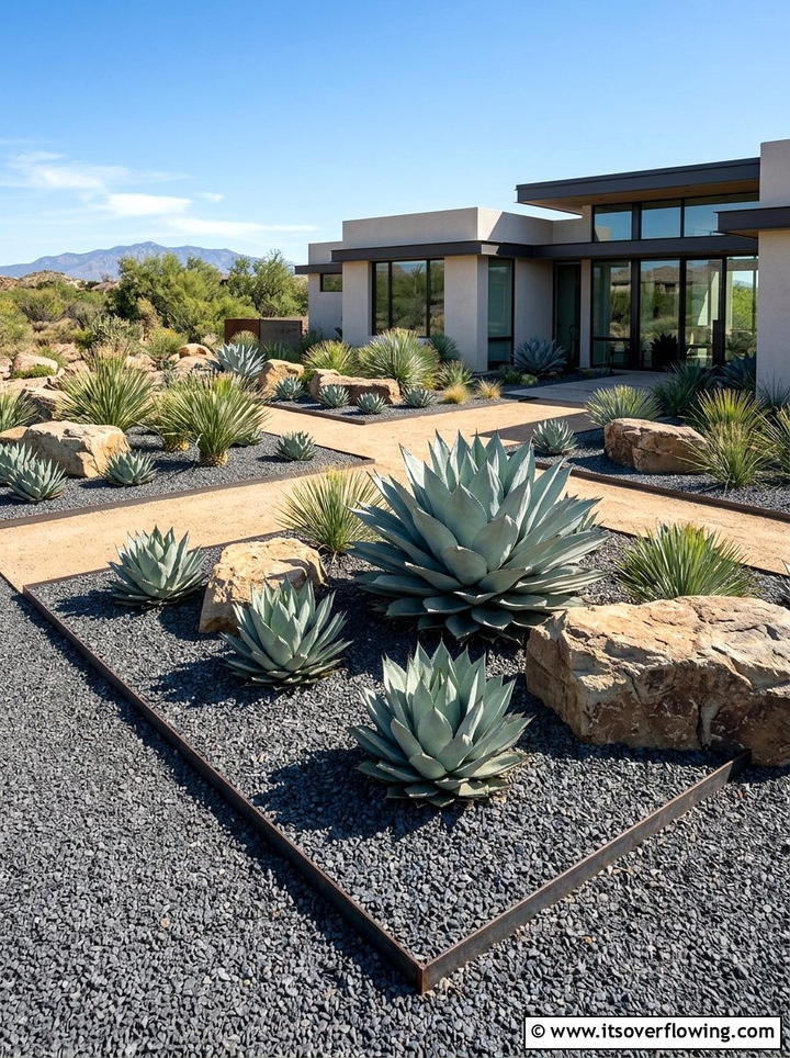 Modern Xeriscape Garden - 25 backyard decorating ideas with gravel zones