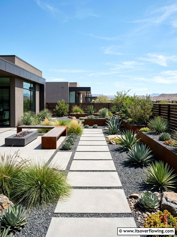 Modern Xeriscape - 25 backyard ideas with desert landscape