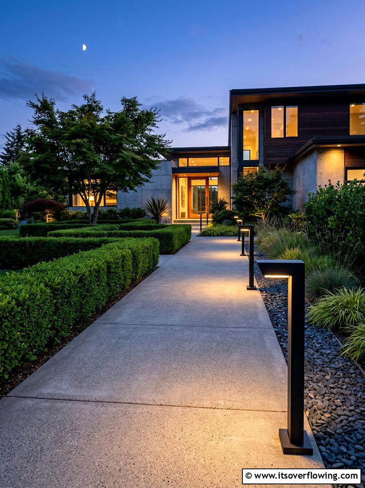 Modern black metal path lighting - 25 garden decor ideas with pathway lighting