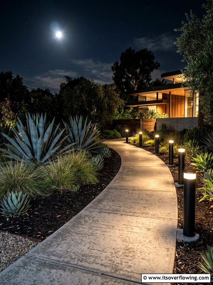 Modern black pathway lighting - 25 garden ideas with pathway lights
