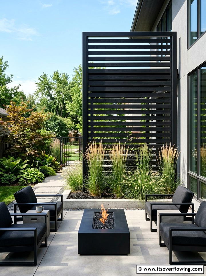 Modern black slat trellis - 25 garden design ideas with trellis walls
