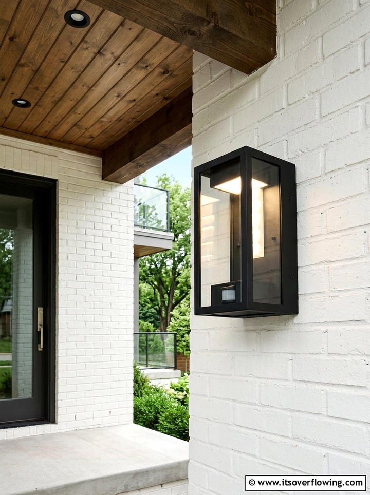 Modern black smart sconce - 25 front porch ideas with smart lighting
