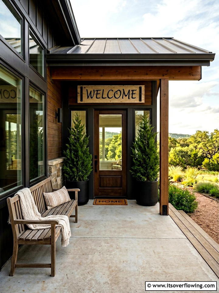 Modern black welcome sign - 25 front porch ideas with welcome signs