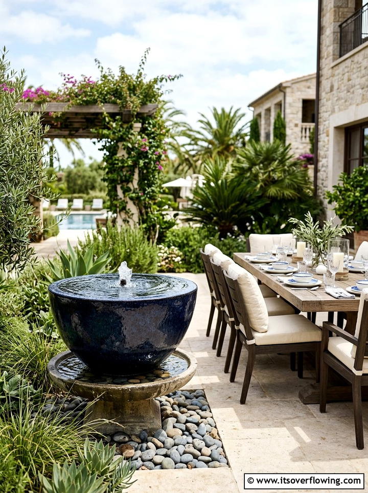 Modern ceramic bowl fountain - 25 garden decor ideas with tabletop fountains