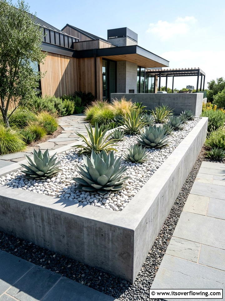 Modern concrete garden bed - 25 garden design ideas with raised beds