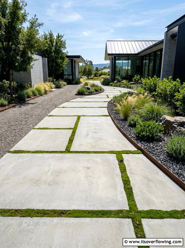 Modern concrete path - 25 small garden ideas for side yard