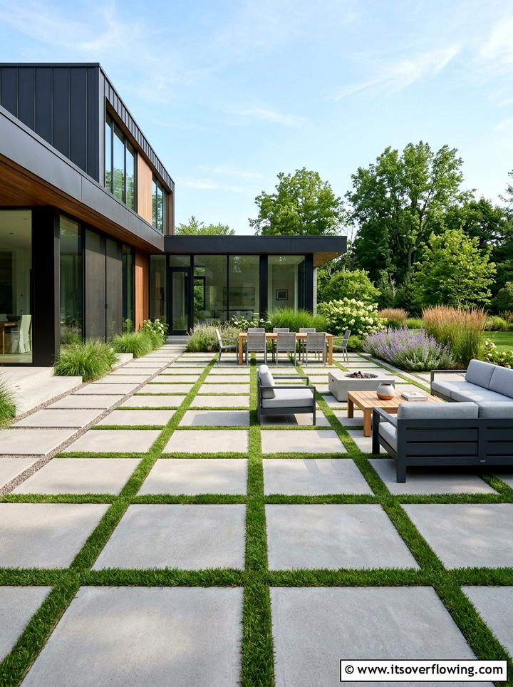 Modern concrete patio - 25 creative garden ideas with no lawn design