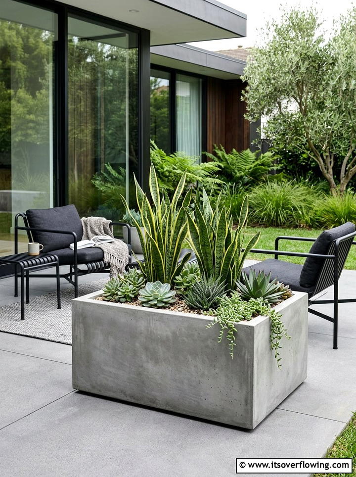 Modern concrete planter - 25 garden ideas with planters