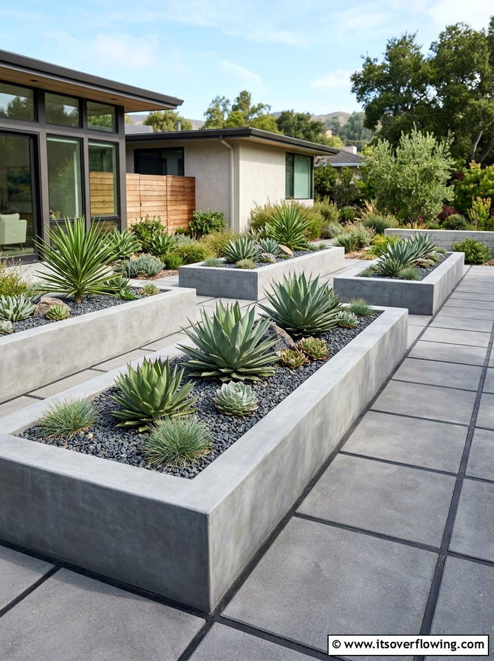 Modern concrete raised beds - 25 backyard ideas with raised beds