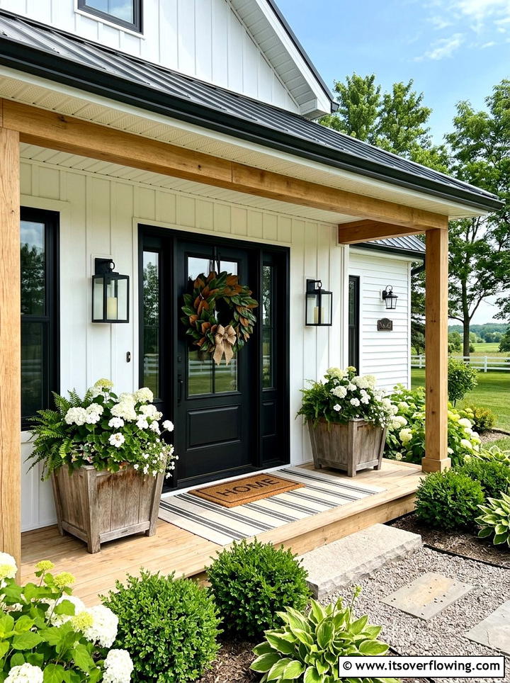 Modern farmhouse front porch wreath - 25 front porch decor ideas with wreaths
