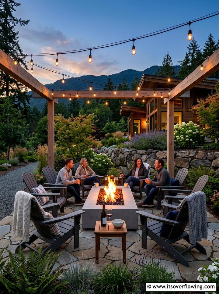 Modern fire pit area - 25 garden ideas for backyards