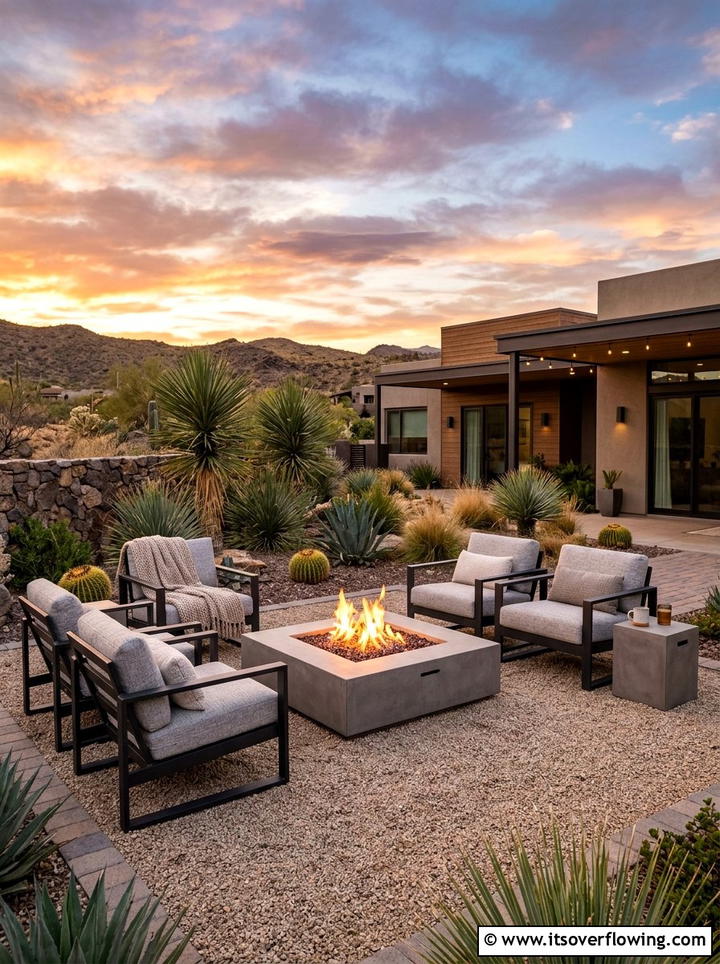 Modern fire pit area - 25 garden ideas for desert style