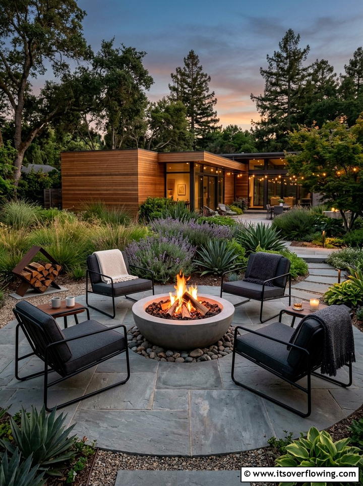 Modern fire pit area - 25 garden decor ideas with modern accents