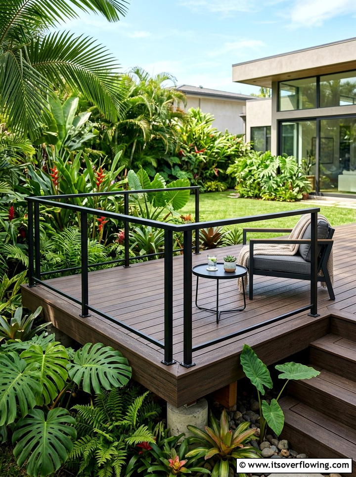 Modern floating deck corner - 25 garden design ideas with asymmetry