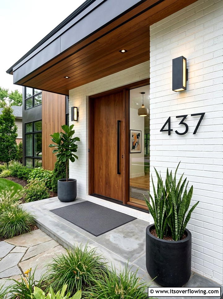 Modern floating house numbers - 25 front porch ideas with house numbers