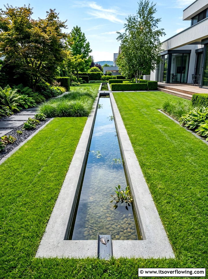 Modern garden rill - 25 backyard ideas with water feature