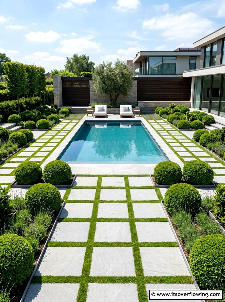 Modern geometric pool garden - 25 garden design ideas for pool areas