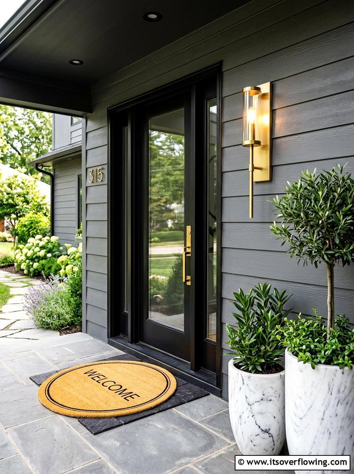 Modern gold sconce - 25 front porch ideas with sconces