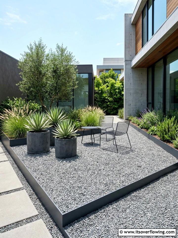Modern gravel courtyard - 25 garden ideas for minimalist style