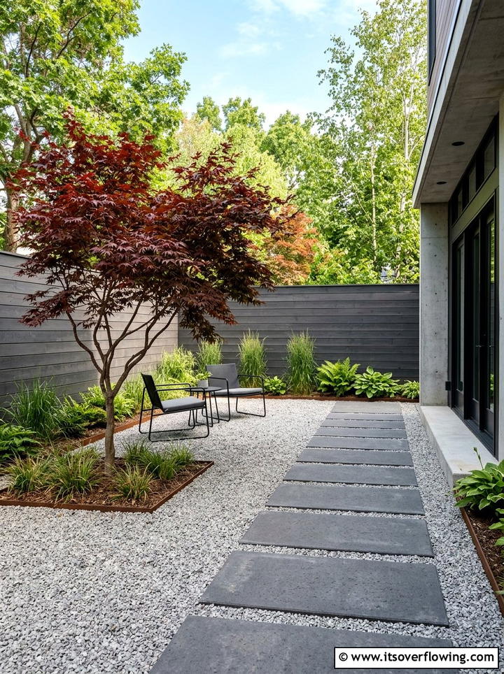 Modern gravel courtyard - 25 creative garden ideas with hidden garden corners