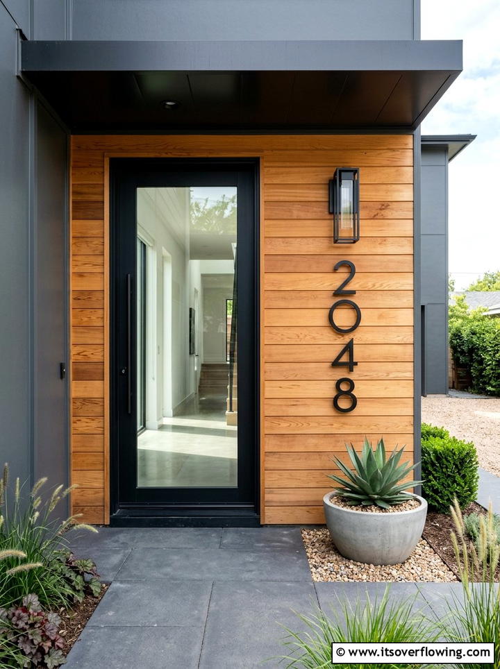 Modern house numbers porch - 25 front porch decor ideas