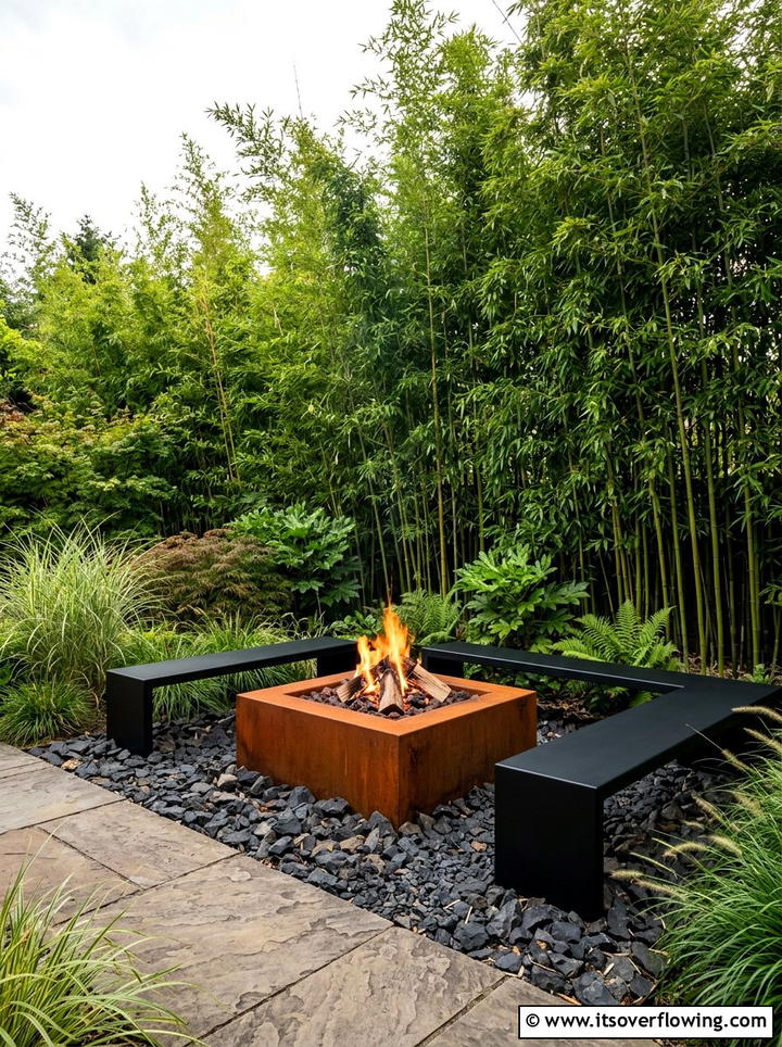 Modern metal fire pit - 25 garden design ideas for fire pit corners