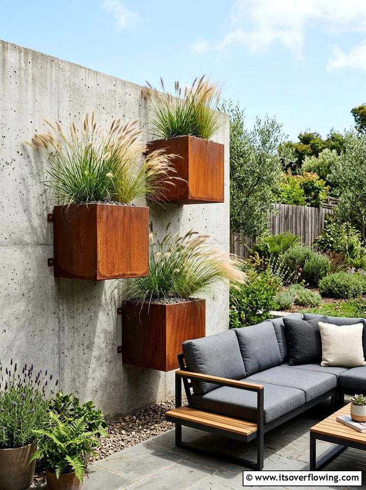 Modern metal wall boxes - 25 garden ideas with vertical planters