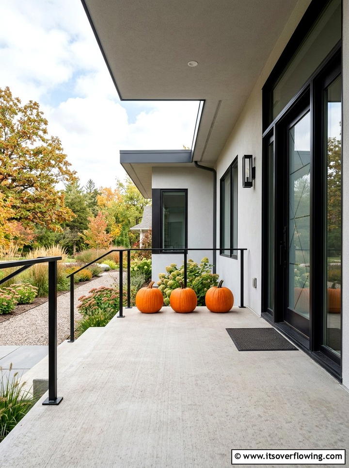 Modern minimalist pumpkin porch - 25 front porch ideas with pumpkins