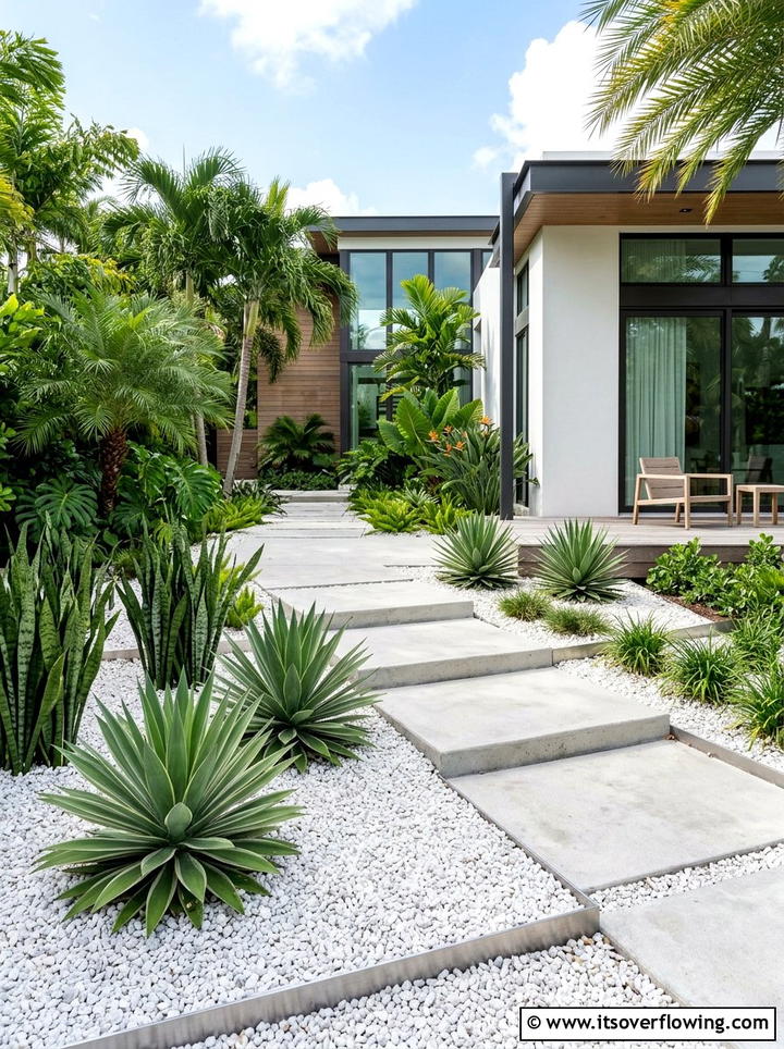 Modern minimalist tropical yard - 25 garden design ideas with tropical foliage