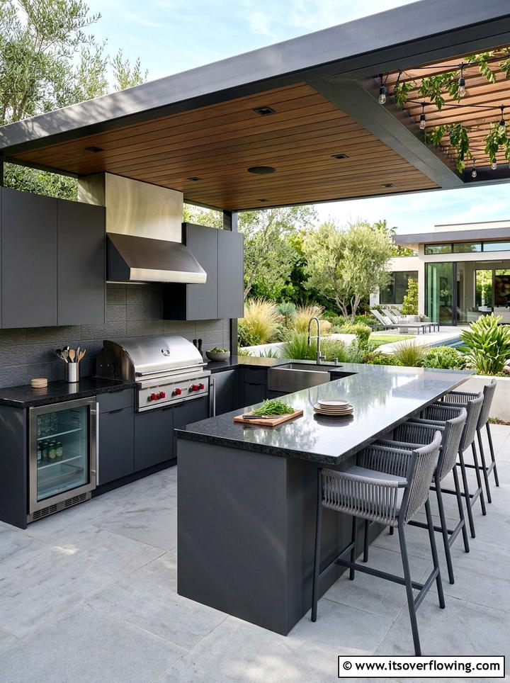 Modern outdoor kitchen - 25 backyard ideas with pizza oven