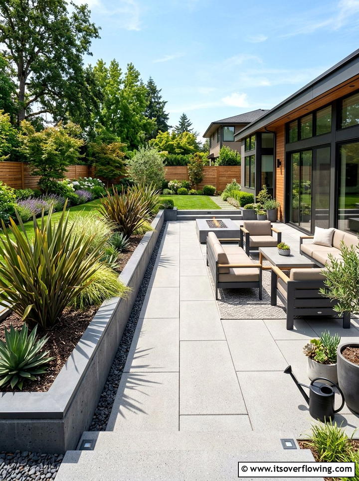 Modern paved patio - 25 small garden ideas for full sun