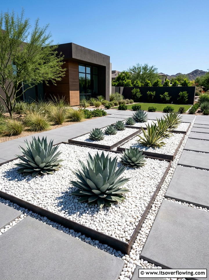 Modern pebble garden layout - 25 garden decor ideas with pebble accents