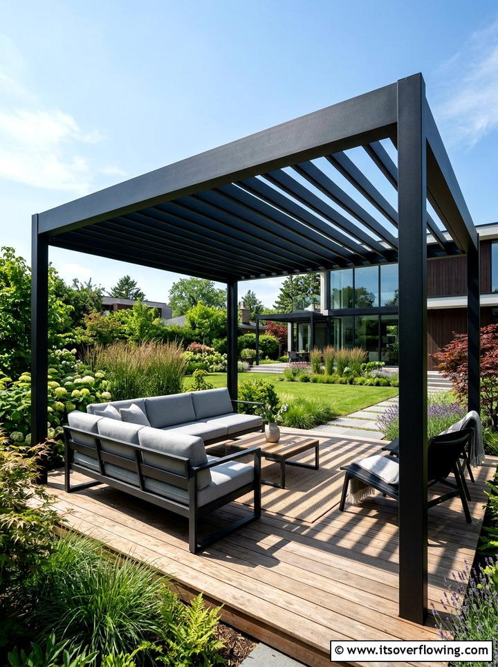 Modern pergola structure - 25 backyard ideas with minimalist style