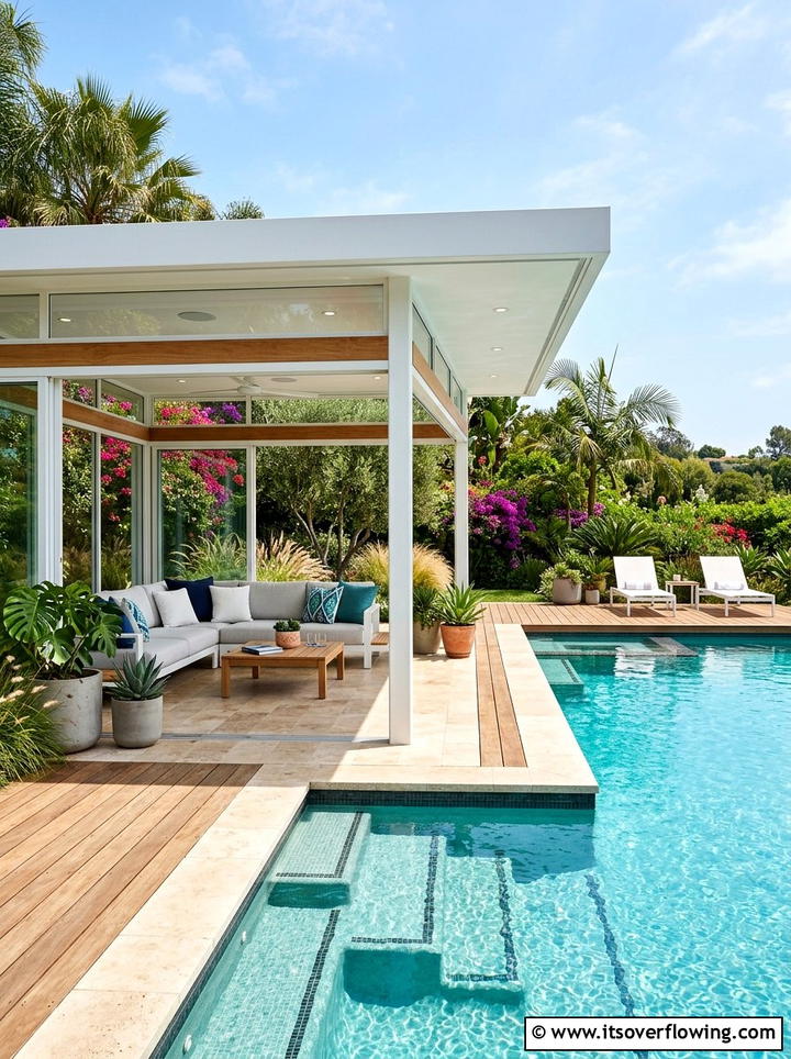 Modern pool pavilion - 25 creative garden ideas with outdoor party zones