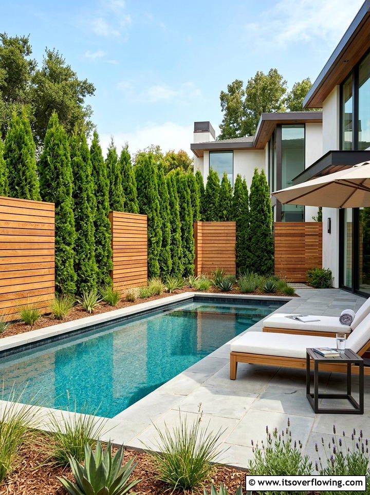 Modern pool privacy screening - 25 garden design ideas for pool areas