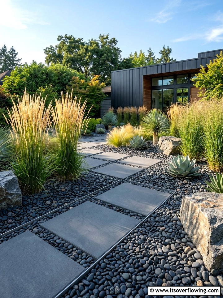 Modern rock garden - 25 backyard ideas with rocks
