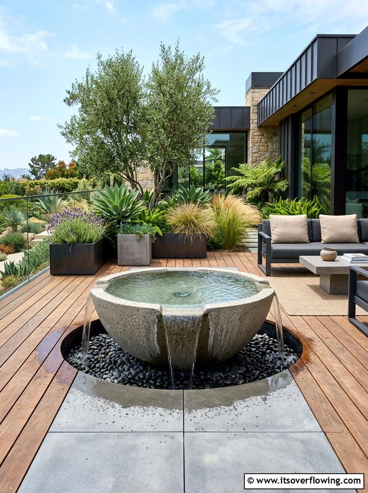 Modern spillway bowl - 25 garden ideas with water features