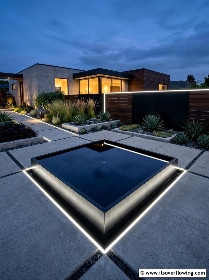 Modern square water bowl - 25 garden decor ideas with water bowls