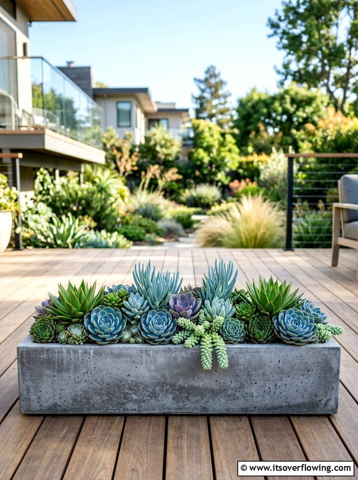 Modern succulent arrangement - 25 garden design ideas with seasonal flowers