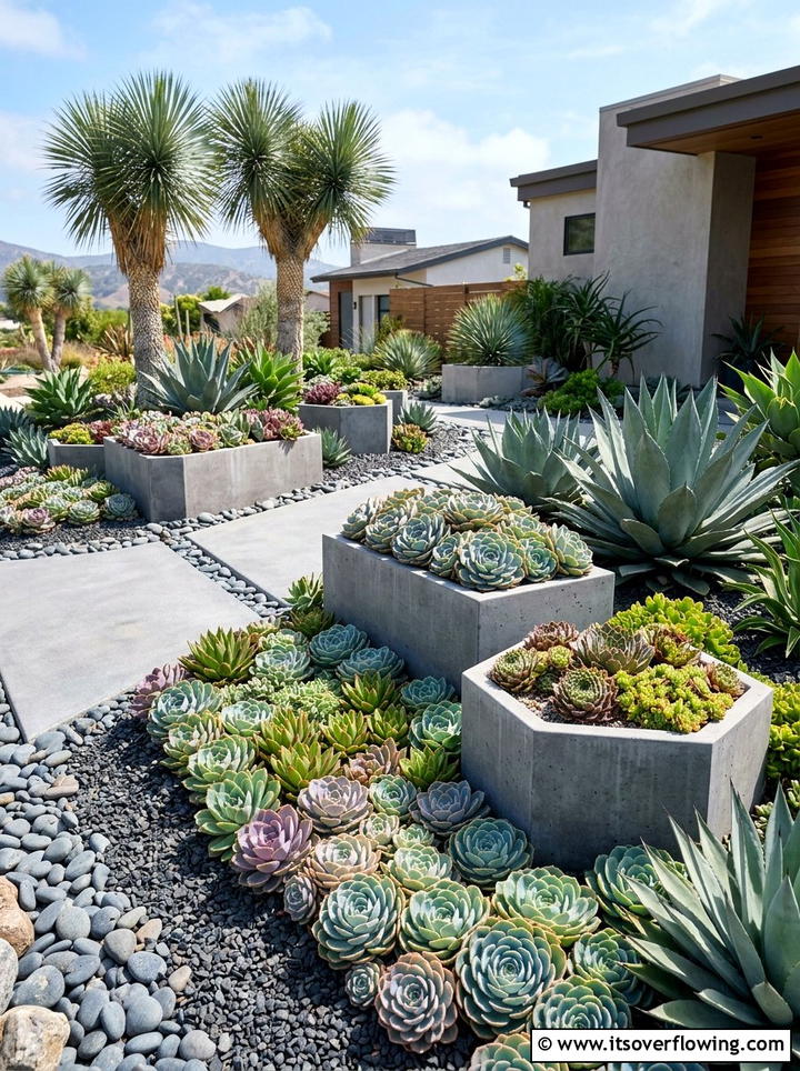 Modern succulent garden - 25 garden design ideas with succulent beds