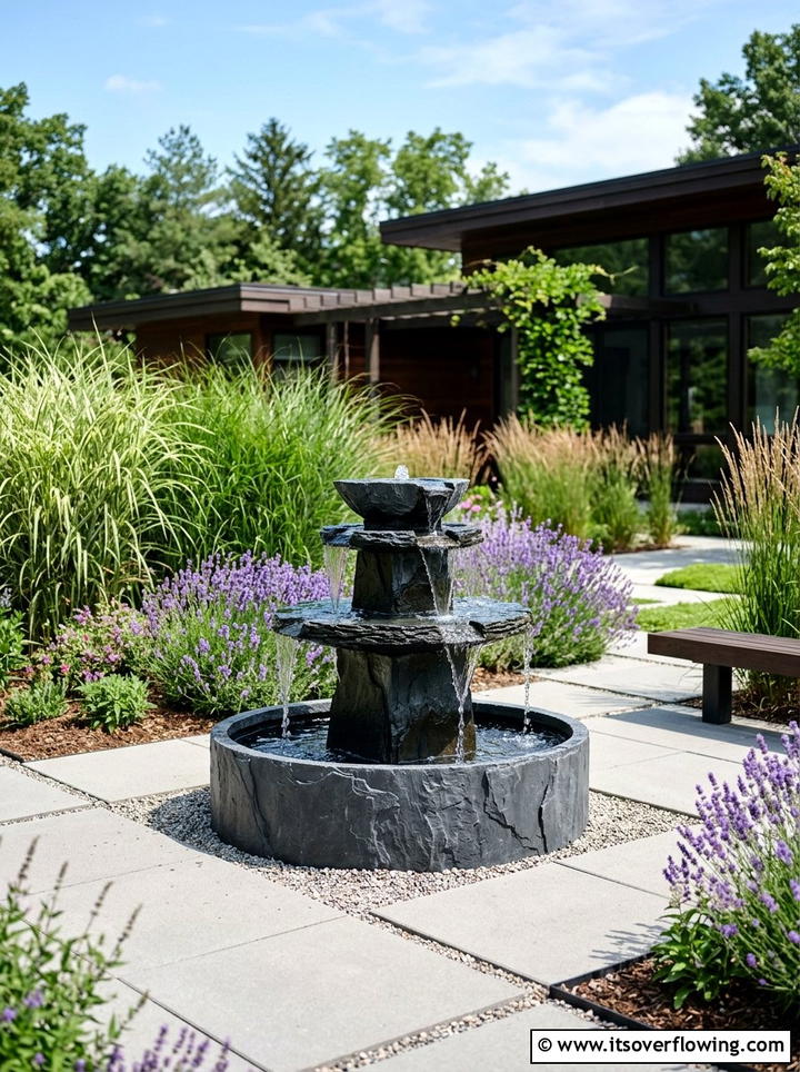 Modern tiered fountain - 25 garden ideas with fountain